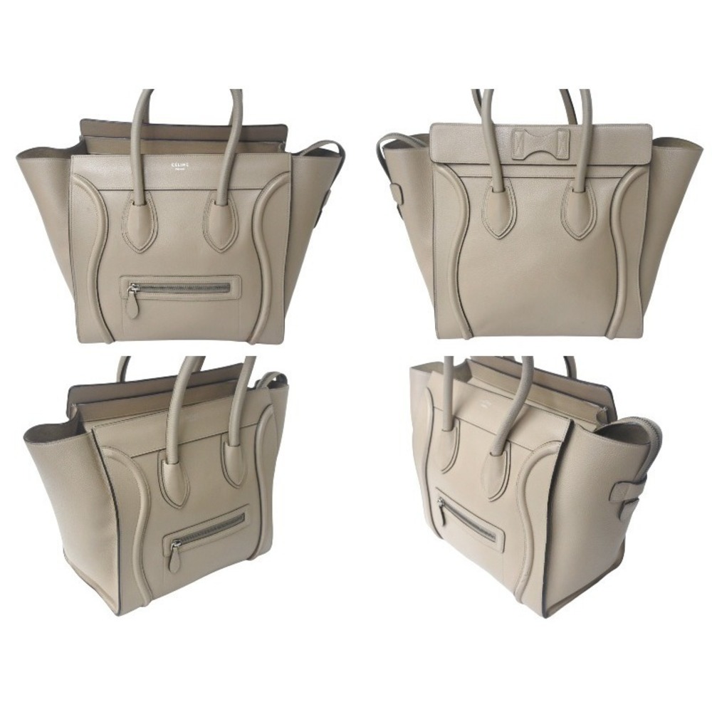 Celine Luggage Mini Shopper Tote Bag Leather Beige - Picture 2 of 8